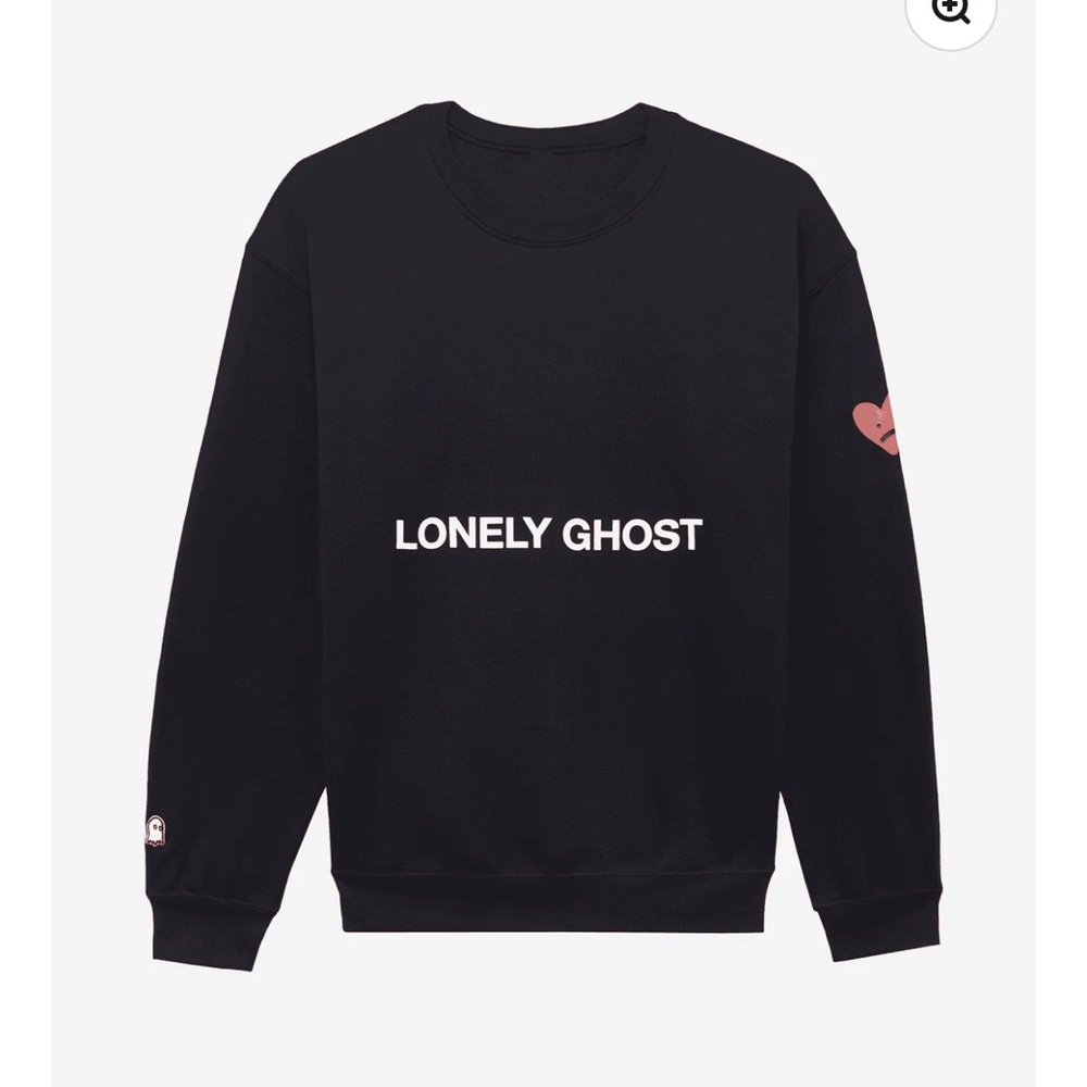 Lonely Ghost Heart on sleeve crewneck sweatshirt